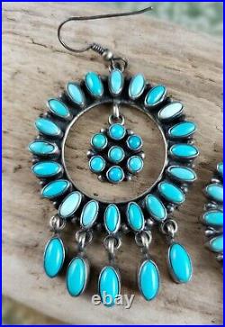 Emma Lincoln Navajo Turquoise Sterling Chandelier Earrings Cluster signed