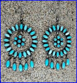 Emma Lincoln Navajo Turquoise Sterling Chandelier Earrings Cluster signed