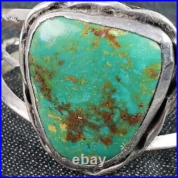 Estate Navajo Native American Sterling Silver Green Turquoise Cuff Bracelet 6
