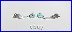 Everett and Mary Teller Navajo Vintage Turquoise Sterling Silver Earrings 2 In