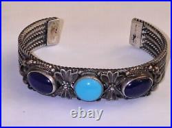 Exceptional Beauty Native American Navajo Sterling Silver Lapis Lazuli Turquoise