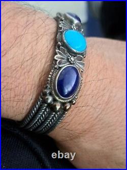 Exceptional Beauty Native American Navajo Sterling Silver Lapis Lazuli Turquoise