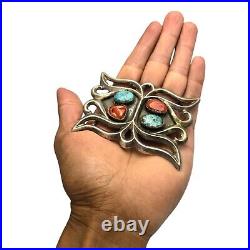 Expressive Vintage Navajo Ithaca Peak Turquoise Sterling Silver Belt Buckle