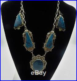 Extraordinary L. James Sterling & Lander Blue Turquoise Necklace & Earrings