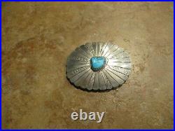 FINE Vintage Navajo Sterling Silver Turquoise Concho Belt Buckle