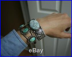 Fantastic Vintage Native American Navajo Turquoise Sterling Silver Cuff Bracelet