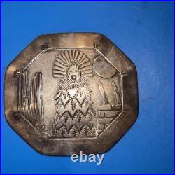 Floyd Becenti Navajo sterling silver carved overlay belt buckle
