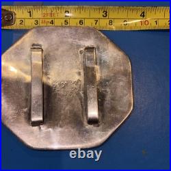 Floyd Becenti Navajo sterling silver carved overlay belt buckle