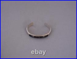 France Yazzie Navajo Sterling Silver Bracelet Brown Onyx Inlay Sz 6 1/4