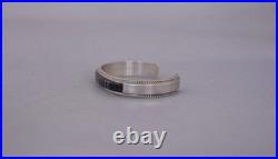 France Yazzie Navajo Sterling Silver Bracelet Brown Onyx Inlay Sz 6 1/4