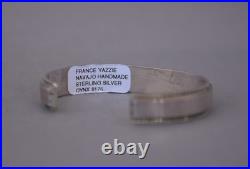 France Yazzie Navajo Sterling Silver Bracelet Brown Onyx Inlay Sz 6 1/4
