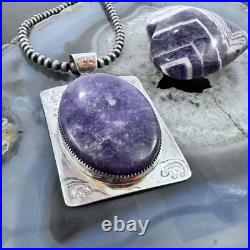 Frank Chavez Native American Sterling Silver Oval Charoite Unisex Pendant
