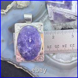 Frank Chavez Native American Sterling Silver Oval Charoite Unisex Pendant