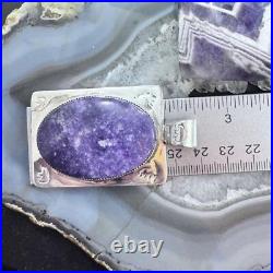 Frank Chavez Native American Sterling Silver Oval Charoite Unisex Pendant