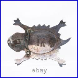 Frank Chee Navajo sterling silver Horned Toad channel inlay pendant/pin/brooch