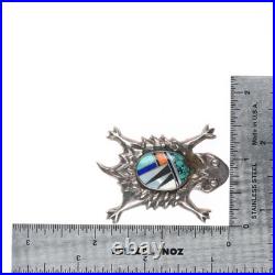 Frank Chee Navajo sterling silver Horned Toad channel inlay pendant/pin/brooch