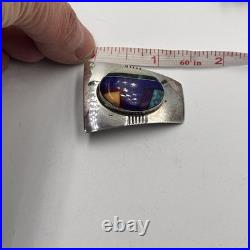 Fred Maloney Navajo Sterling Silver Inlay Lapis Turquoise Signed Post Earrings
