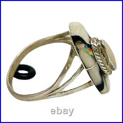 Fred Maloney Navajo Sterling Silver & Multi Stone Inlay Southwest Ring Sz 7.25