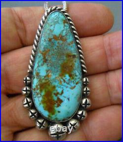 GDENE Native American High-Grade Southwestern Turquoise Sterling Silver Necklace