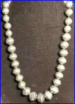 GORGEOUS Old Pawn Sterling Silver (Navajo Pearl) Necklace Stamped Graduated