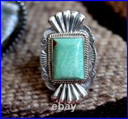 GORGEOUS vintage NAVAJO TURQUOISE RING sterling silver signed EMMA LINCOLN sz 9