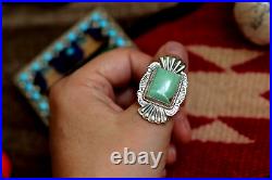 GORGEOUS vintage NAVAJO TURQUOISE RING sterling silver signed EMMA LINCOLN sz 9