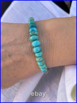 Genuine Kingman Arizona Turquoise & Sterling Silver Navajo Pearls Bracelet