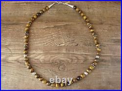 Genuine Navajo Sterling Silver Tiger Eye Gemstone 20 Necklace by Singer