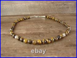 Genuine Navajo Sterling Silver Tiger Eye Gemstone 20 Necklace by Singer