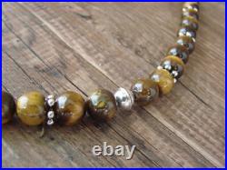 Genuine Navajo Sterling Silver Tiger Eye Gemstone 20 Necklace by Singer