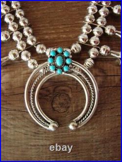 Genuine Small Navajo Sterling Silver Sleeping Beauty Turquoise Squash Blossom