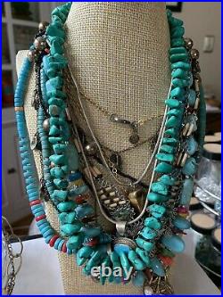 Genuine TURQUOISE Necklace Navajo Pearl NUGGET Vintage Old Pawn