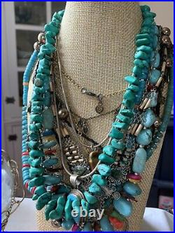 Genuine TURQUOISE Necklace Navajo Pearl NUGGET Vintage Old Pawn