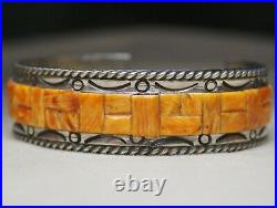 Gilbert Adakai Native American Navajo Spiny Oyster Sterling Silver Cuff Bracelet