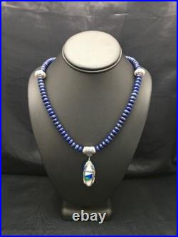 Gilson Opal & Lapis Pendant Necklace Navajo Sterling Silver Jewelry 2606