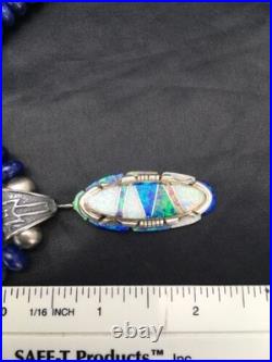 Gilson Opal & Lapis Pendant Necklace Navajo Sterling Silver Jewelry 2606