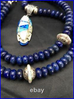 Gilson Opal & Lapis Pendant Necklace Navajo Sterling Silver Jewelry 2606
