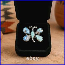 Golden Hills Turquoise Butterfly Ring Sterling Silver Navajo Style Sz 7