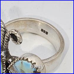 Golden Hills Turquoise Butterfly Ring Sterling Silver Navajo Style Sz 7