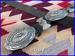 Good! Vintage Stamped Sterling Silver Navajo Southwest Concho Belt By D Reeves