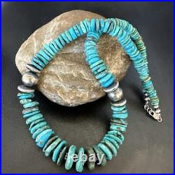 Graduated Blue Turquoise Navajo Pearls Sterling Silver Necklace 18 18319