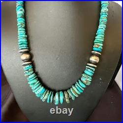 Graduated Blue Turquoise Navajo Pearls Sterling Silver Necklace 18 18319