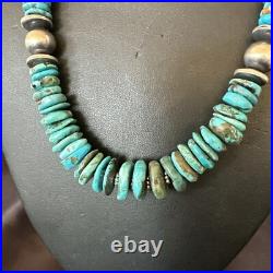 Graduated Blue Turquoise Navajo Pearls Sterling Silver Necklace 18 18319