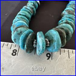 Graduated Blue Turquoise Navajo Pearls Sterling Silver Necklace 18 18319