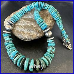 Graduated Blue Turquoise Navajo Pearls Sterling Silver Necklace 18 18319