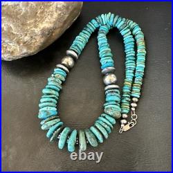 Graduated Blue Turquoise Navajo Pearls Sterling Silver Necklace 18 18319