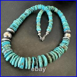 Graduated Blue Turquoise Navajo Pearls Sterling Silver Necklace 18 18319