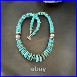 Graduated Blue Turquoise Navajo Pearls Sterling Silver Necklace 18 18319