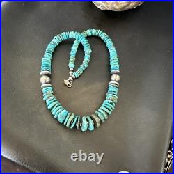 Graduated Blue Turquoise Navajo Pearls Sterling Silver Necklace 18 18319