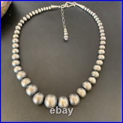 Graduated Sterling Silver Beads Round Seamless Bead Necklace 22